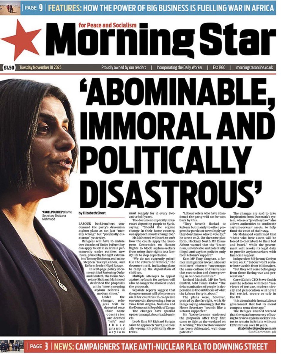 Get your copy of today’s Morning Star <a href="/M_Star_Online/">Morning Star</a> 🗞️🚩

Or read and subscribe online at morningstaronline.co.uk 📱💻