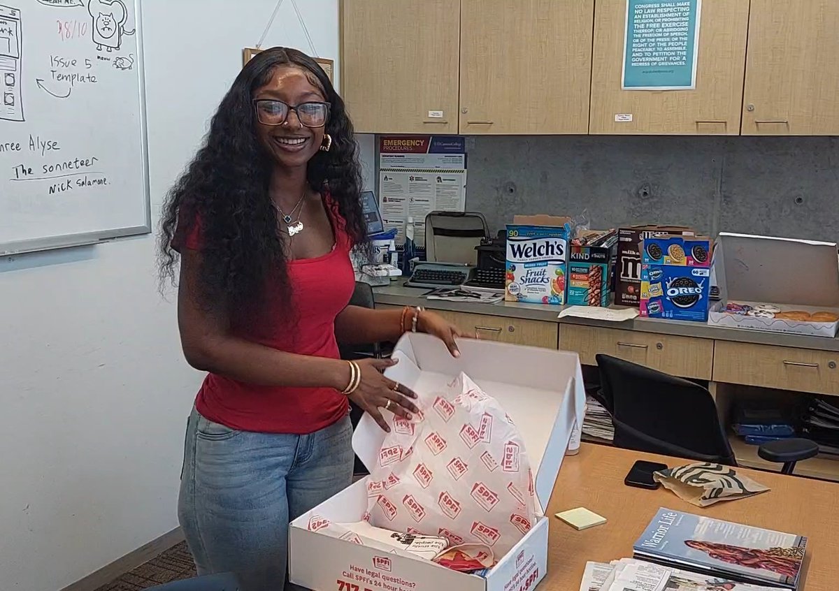 Thanks to <a href="/TheFIREorg/">FIRE</a> for sending <a href="/ECCUnion/">The Union</a> a "SPFI" gift earlier this semester! 🔥 Arts and features editor <a href="/roseteccunion/">Rosemarie T</a> unboxed the package for the team during a print deadline day. #eccunion