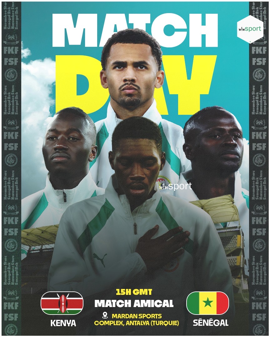 wiwsport's tweet photo. 𝙂𝘼𝙈𝙀 𝘿𝘼𝙔 |
Le Sénégal affronte le Kenya cet après-midi à Antalya pour un match amical.
🏟️ Mardan Sports Complex
⏰ 15h00 GMT
🇸🇳⚽️ #KENSEN #wiwsport https://t.co/FX8Y002rLh