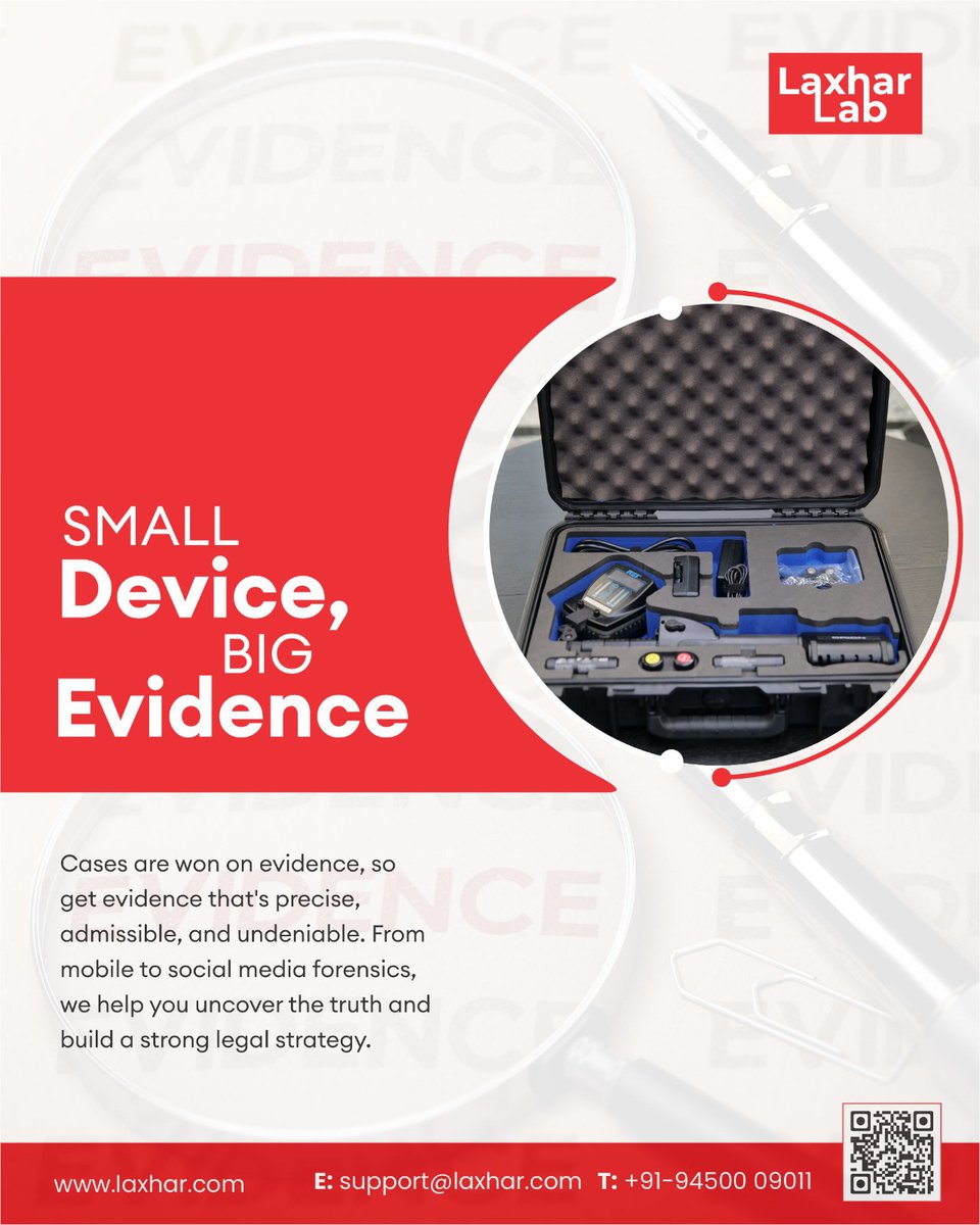laxharlabs's tweet image. Even the smallest device can hold the biggest breakthrough.
Laxhar Lab helps you uncover the truth hidden in digital data.
Explore more :- laxhar.com
#forensicinvestigation #digitalevidence #DigitalEvidence #secureyourdata #LaxharLab