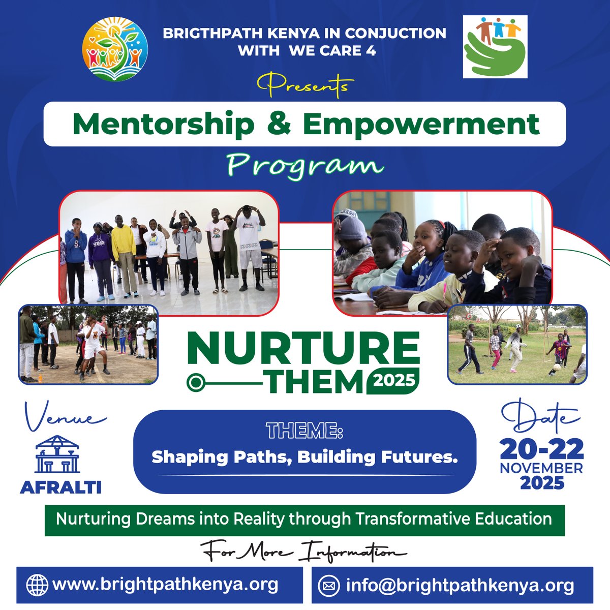 Kenya’s future depends on the students we guide today.
Join us this November as we mentor, empower, and build pathways for young learners.
Stand with us — mentor, support, or partner.
Shaping Paths. Building Futures.

Thank you all!