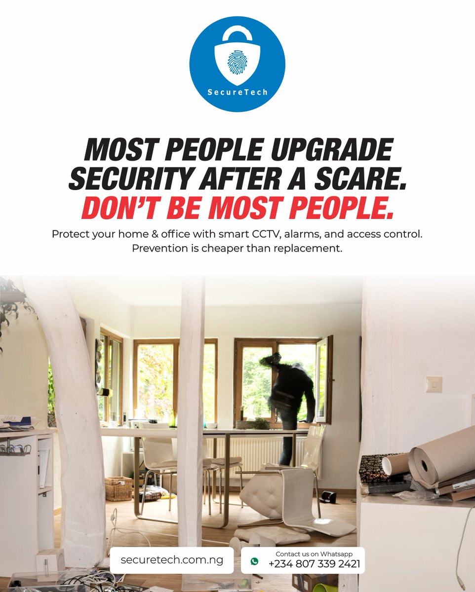 SecureTechNig's tweet image. Don’t wait for a ‘what if.’ Act now.
#SecureTechNigeria #HomeSecurity