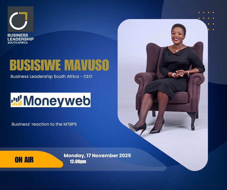 ICYMI: BLSA CEO Ms Busisiwe Mavuso's interview on MoneyWeb Radio, as she gives Business’ reaction to the MTBPS.
moneyweb.co.za/moneyweb-podca…