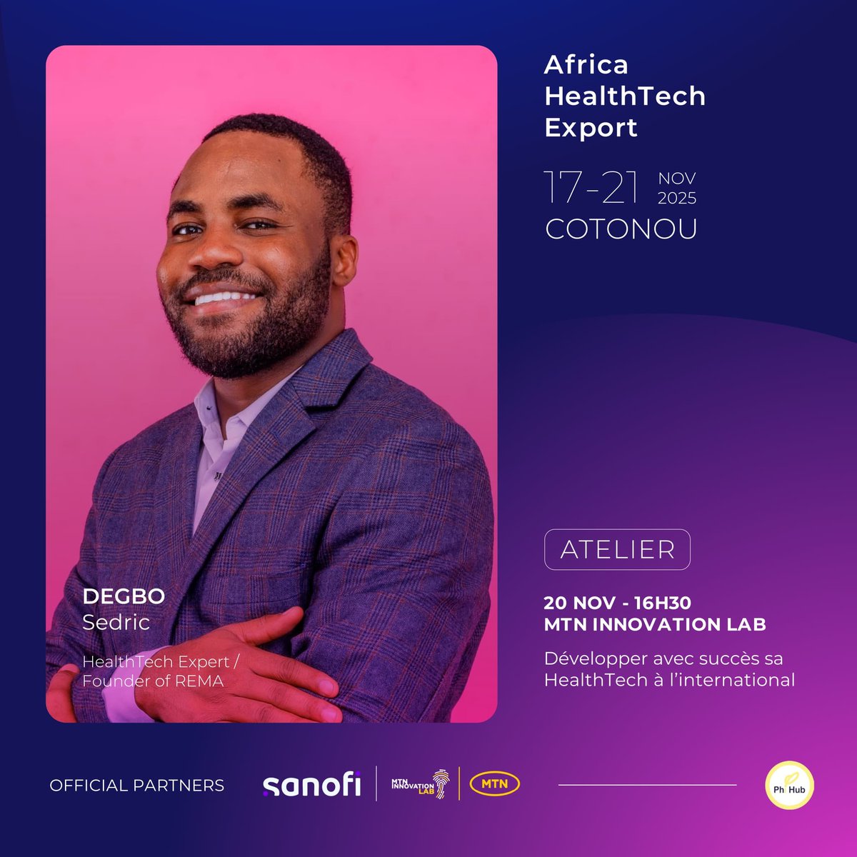 Rendez-vous ce 20 novembre à 16h30 dans les locaux de MTN Innovation Lab à Cotonou, pour un moment d'apprentissage et de collaboration, au service de la Healthtech africaine.