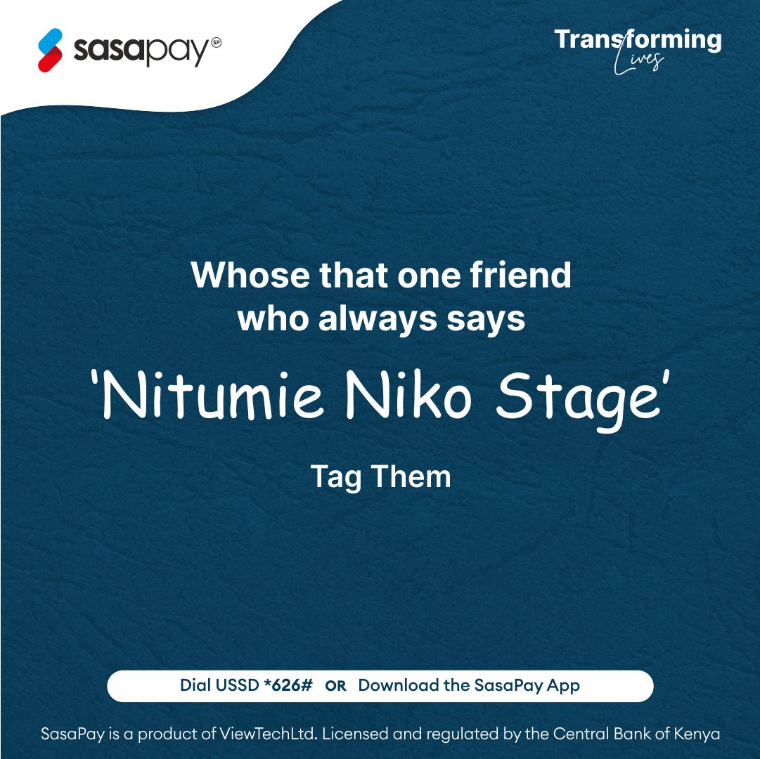 SasaPayKenya's tweet photo. If your friend just tagged you… we’re not judging
Solution ni simple...SasaPay!    Fast fare. All networks. No drama.

Dial *626# or download the SasaPay App now from your App Store to get started.

#SasaPay #UnlockingOpportunities #TransformingLives #Affordable #AllNetworks #DigitalKenya #SmartMoneyMoves