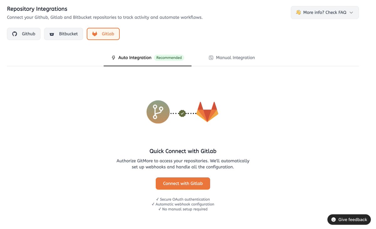 Mohamed_abidii's tweet image. Gitlab integration is finally here! 🎉  

We’ve gotten a lot of requests for this, and it was already high on our gitmore.io backlog 😅.   

Now you can integrate your #GitLab repos just like Github  or Bitbucket and receive your tech team AI reports.

#buildinpublic