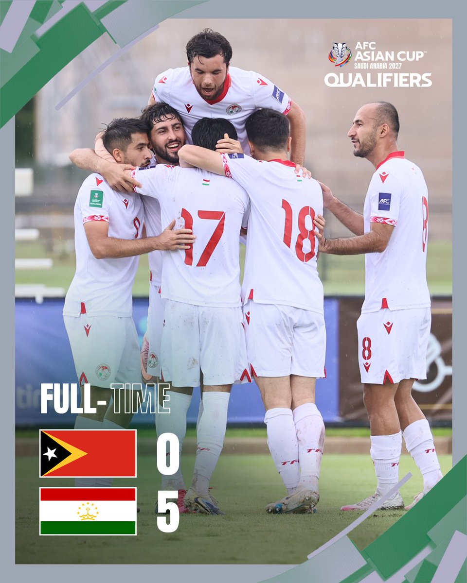 🇹🇯 СБОРНАЯ ТАДЖИКИСТАНА ОДЕРЖАЛА КРУПНУЮ ПОБЕДУ НАД ВОСТОЧНЫМ ТИМОРОМ В ПЯТОМ ТУРЕ ОТБОРОЧНОГО ТУРНИРА КУБКА АЗИИ-2027