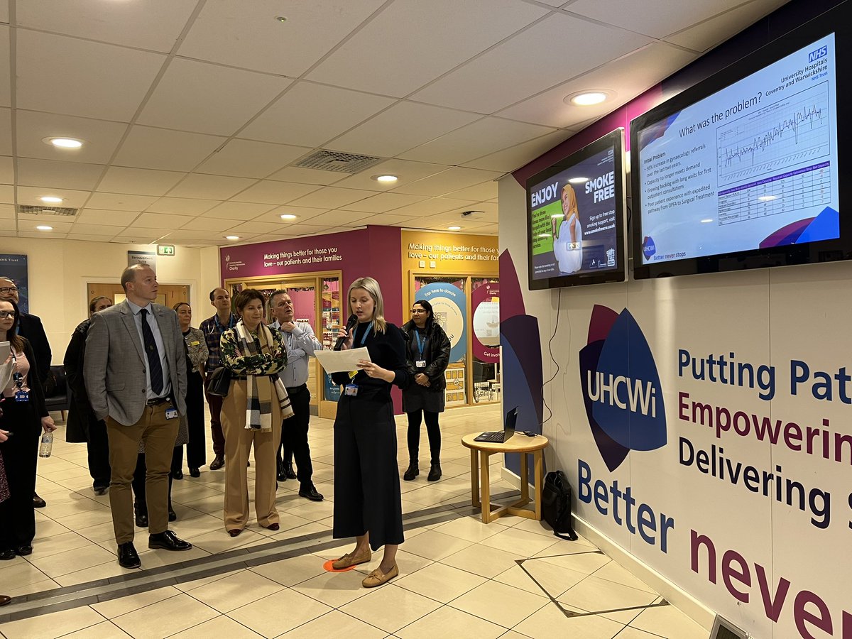 UHCW_KPO's tweet photo. This morning at stand up we heard from the W&C’s group. Lucy showcased how UHCWi was used to manage rising demand against capacity & Dhevender and Jo on how they implemented a visual management board to improve daily performance through visibility of information #PDSA #UHCWi https://t.co/YQwE2bQtOo