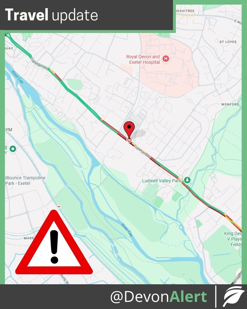 DevonAlert's tweet image. #Devon 18/11/25 08:35 The vehicle has now been moved off the road but delays still remain on Topsham Rd, Bridge Rd, and Rydon Lane. JC

#Devon There is a vehicle fire on Topsham Rd, Exeter near the junction of Barrack Rd. Expect delays here. JC