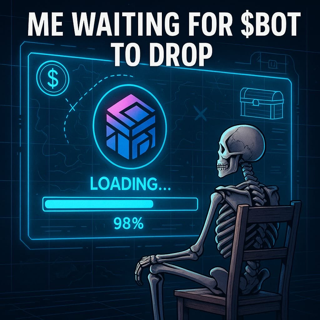 The wait for $BOT is almost over and alseconds away from unleashing one of the most explosive token the space has seen! 🤖 The anticipation is wild, the energy is nuclear, and every believer is locked in like that skeleton on standby—refusing to blink, refusing to move, because