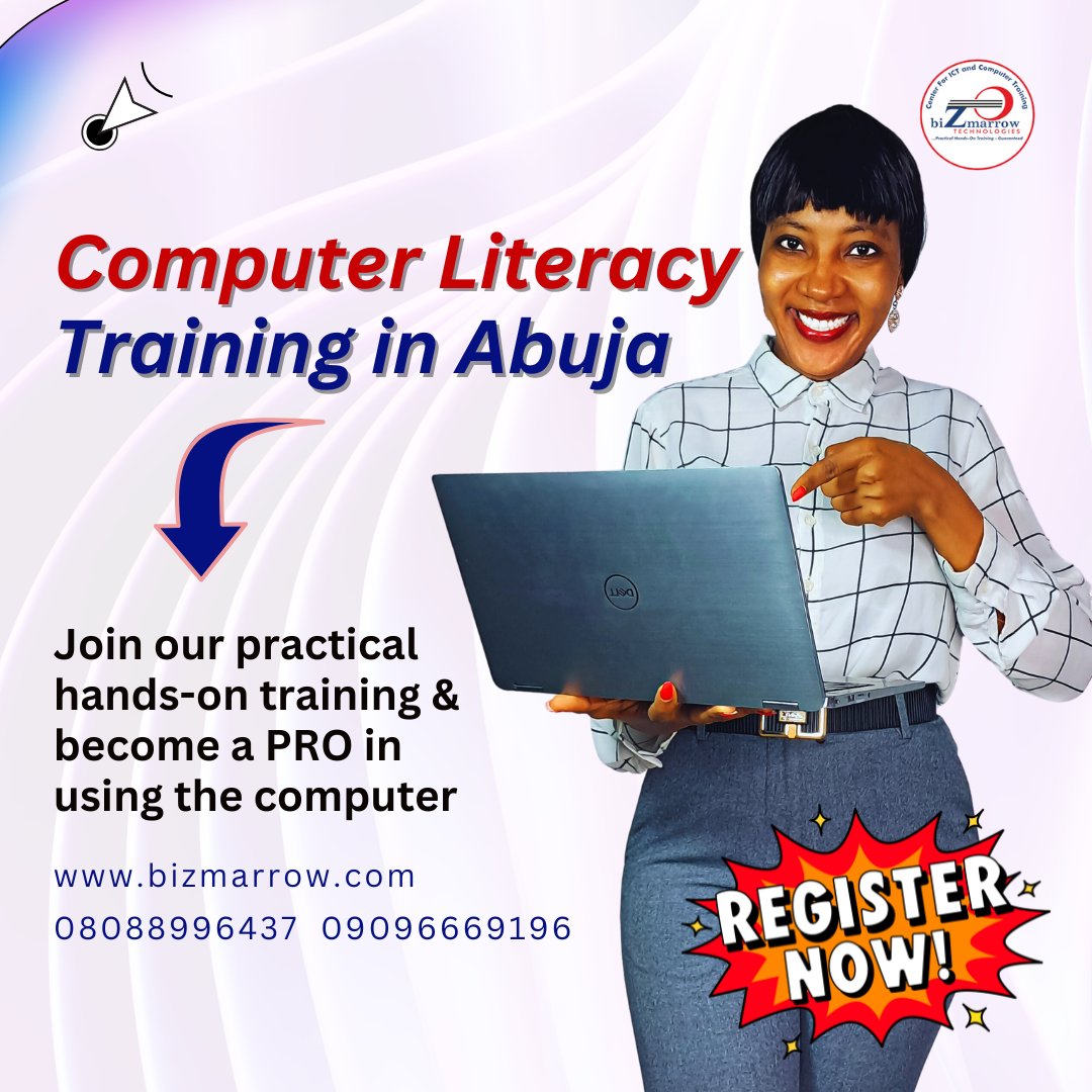 biZmarrow's tweet image. Do you want to master essential digital skills and work confidently online? 
Join Computer Literacy Training at Bizmarrow Technologies, Abuja and turn tech from confusing to easy. 

#DigitalSkills #ComputerLiteracy #tech #AbujaTwitterCommunity