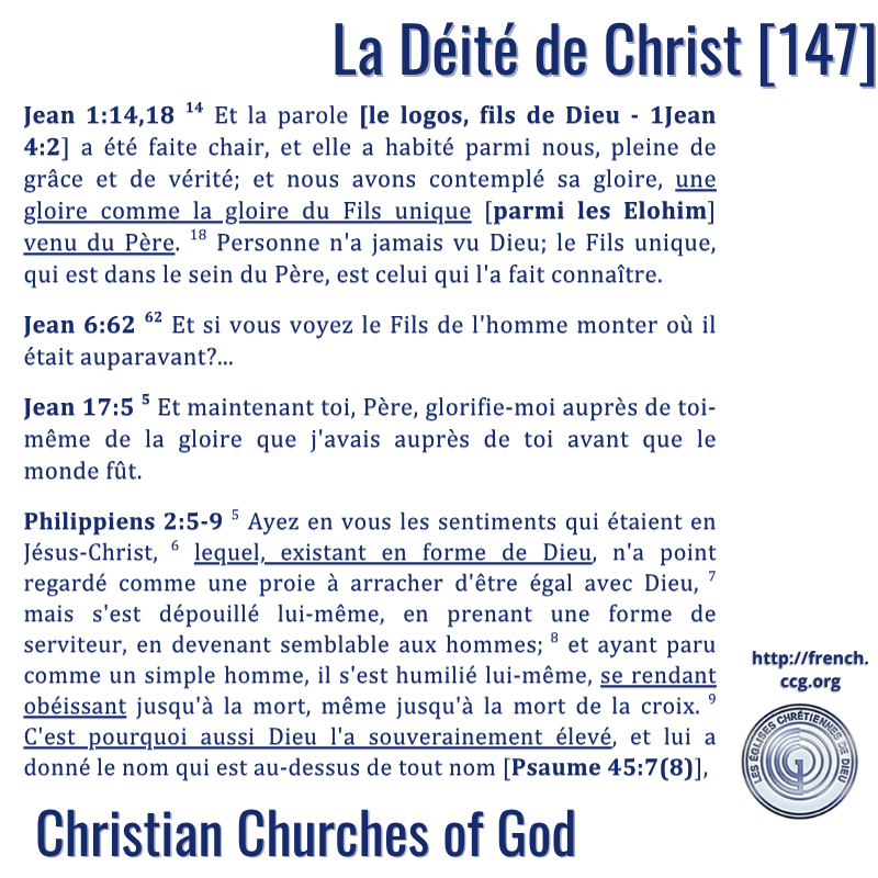 CCGFrancophone's tweet photo. Ce document d’étude très important examine la position #biblique sur la déité de Christ. Il examine et discute les différentes positions, de l'#Unitarisme Radical à la Théologie #Trinitaire du Processus. La préexistence de #Christ est démontrée  [..]

https://t.co/ncVKGZodH4 https://t.co/jeiKFWgK84