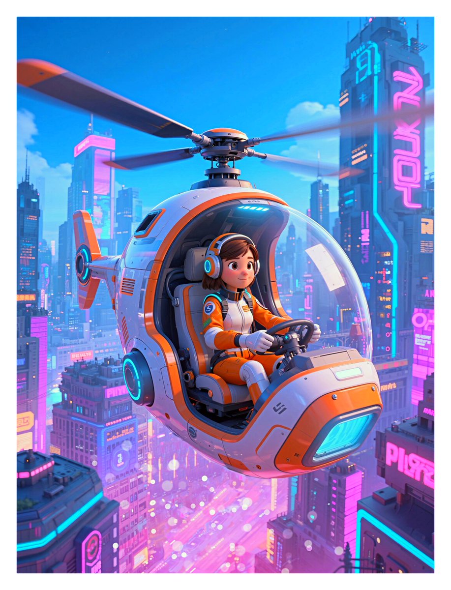 未来都市上空を飛ぶヘリ🏙️🚁
Helicopter flying over a futuristic city.

#SciFiArt #FuturisticArt