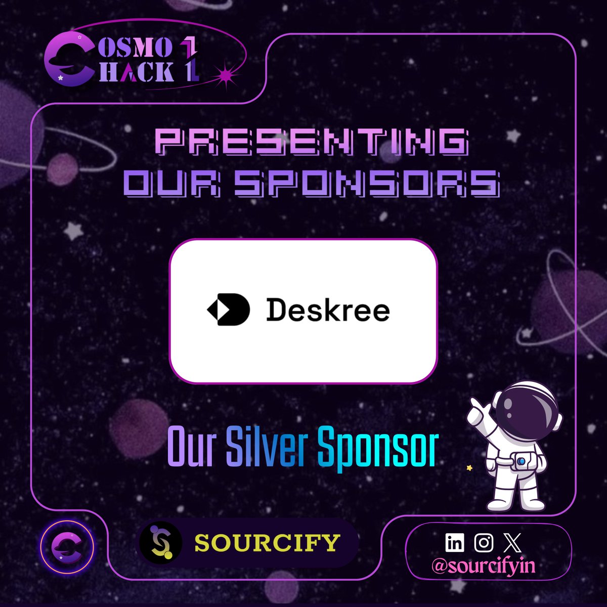 We are delighted to announce that <a href="/deskree_backend/">Deskree</a>  has joined CosmoHack1 as our Silver Sponsor!🚀

Their expertise in backend infrastructure will add tremendous value to all participants.

We sincerely appreciate Deskree’s support and look forward to a meaningful collaboration🤝