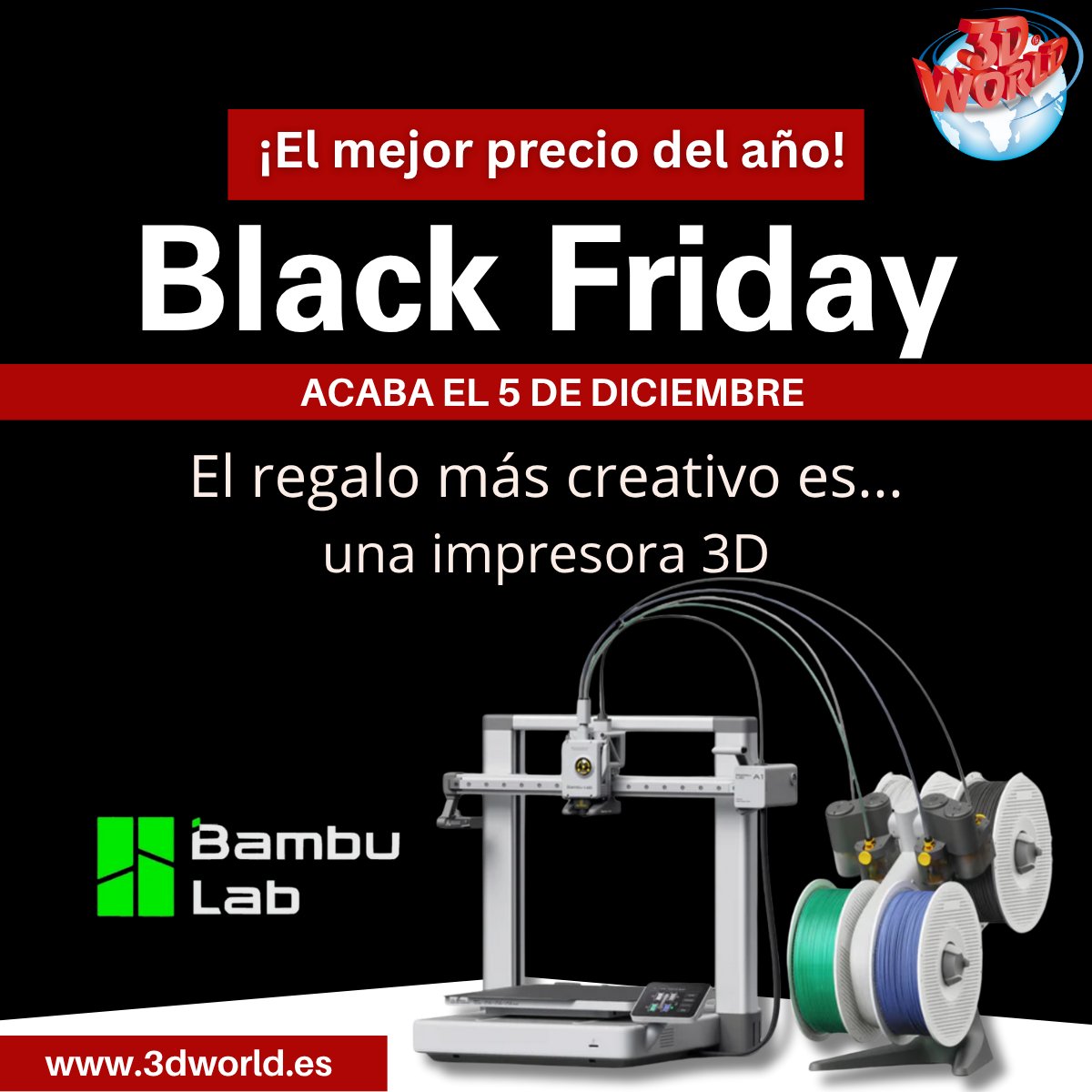 3dworldE's tweet photo. ¡Black Friday hasta el 5 de diciembre!

Es el momento ideal para incorporar esta tecnología y potenciar tus próximos proyectos.
https://t.co/zyw1Dxsmap

#impresora3d #blackfriday https://t.co/eNbmHTolk7