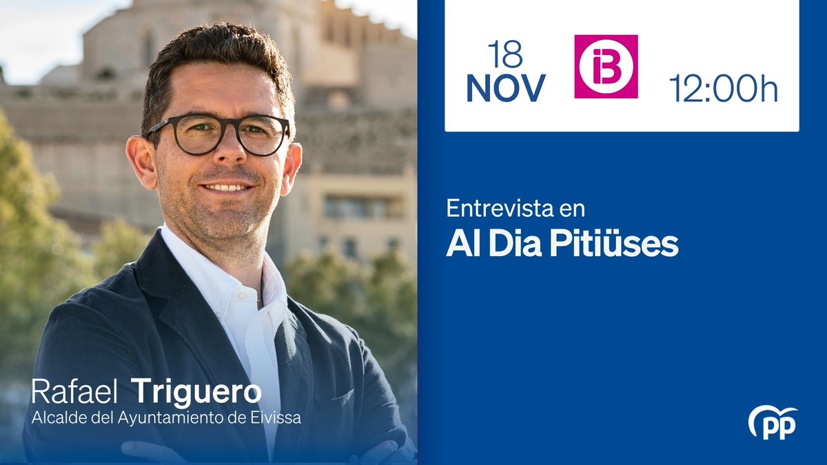 🔵 Hoy, el alcalde de la ciudad de Eivissa, <a href="/TrigueroIbiza/">ＴＲＩＧＵＥＲＯ</a>, es entrevistado en Al Dia Pitiüses de IB3 Ràdio.

🕛 12:00h

🎙️<a href="/AldiaIB3/">Al Dia IB3</a>