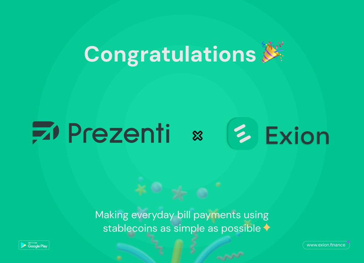 ExionFinance's tweet image. We’re excited to share that Exion has received a $10k grant from Prezenti🥳

We’re truly grateful for the support as we continue building a better experience for everyday crypto payments.

Thank you to Prezenti for believing in what we’re creating. Onwards. 🚀