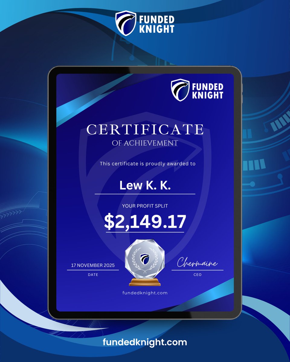 FundedKnight's tweet image. Another victory for the knights! ⚔💰
Discipline + consistency = payout secured.
Are you ready to be next?

🔗 Join here: fundedknight.com

#ForexCommunity #TraderDaily #FundedTraderProgram #PropFirmChallenge #TradingLifestyle #ForexMotivation #PayoutDay #MakeItHappen