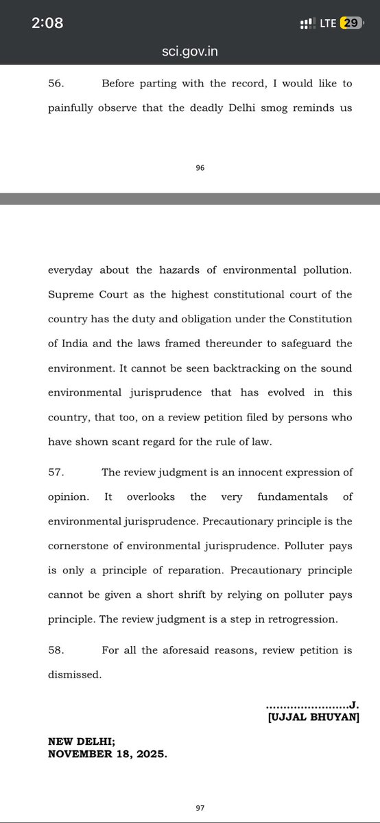 SC can’t be seen backtracking on the sound environmental jurisprudence that has evolved in India. In his dissent against recalling a judgment that held ex post facto environmental clearances unconstitutional, Justice Ujjal Bhuyan calls majority judgment a retrogressive step.