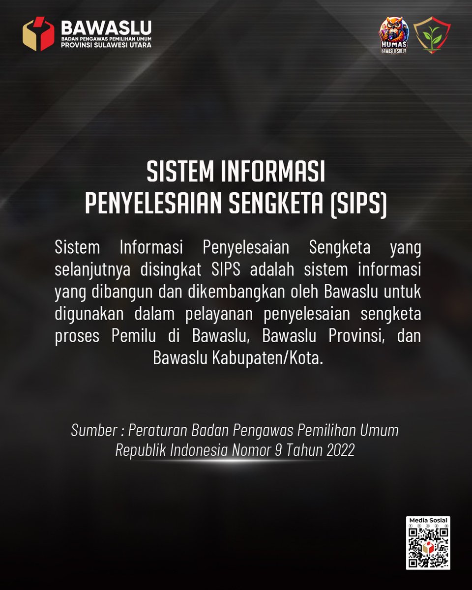 PrBawasluSulut's tweet image. Dalam sengketa Pemilu di Bawaslu, kita sering mendengar istilah &quot;SIPS&quot;, lantas apa pengertiannya? 🤔

Berikut definisinya yang dirangkum dalam Kamus Bawaslu. Simak penjelasannya yaa #SahabatBawaslu. 

#KamusBawaslu
#SIPS
#AyoAwasiBersama
