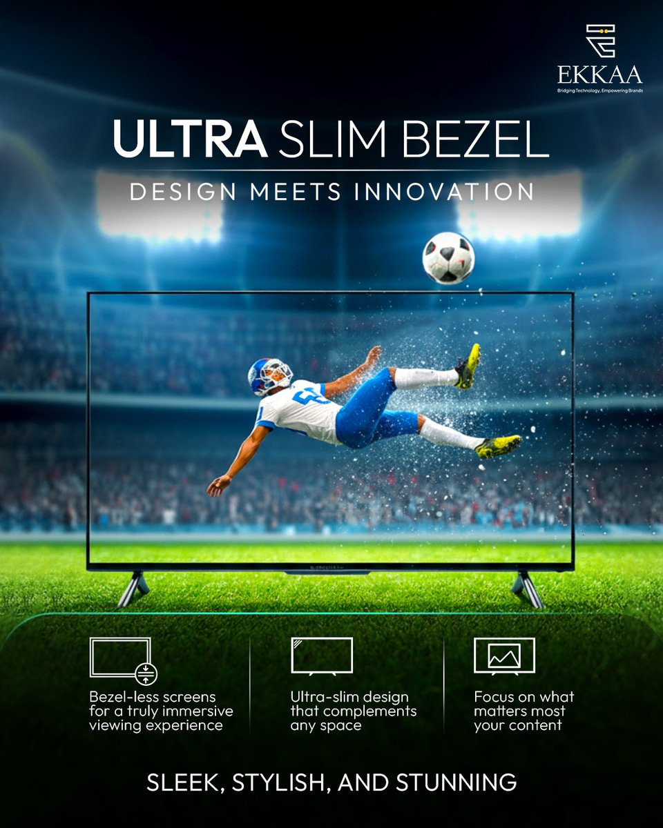 ekkaaofficial's tweet image. A display that elevates every product line.

Our ultra slim bezel design delivers a modern, immersive look with precision finishing and panel optimization that brands can confidently add to their portfolio. 

A sleek form factor built to stand out in any category.…