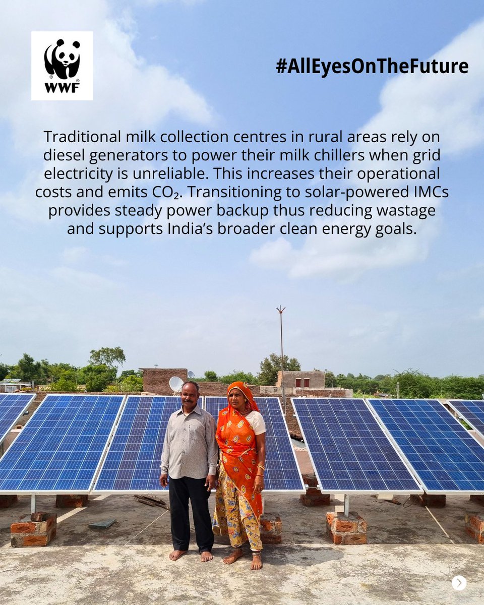 WWFINDIA's tweet photo. Discover how renewable energy is transforming milk collection and empowering rural dairies. Learn more: https://t.co/pksxvwuvFh
#ClimateSolutionsPartnership #Decarbonisation #ClimateChangeMitigation #EnergyTransition #WWFIndia #COP30 #IndiaAtCOP30 #WWFIndiaAtCOP30 @HSBC @HSBC_IN https://t.co/ZSybjJve94