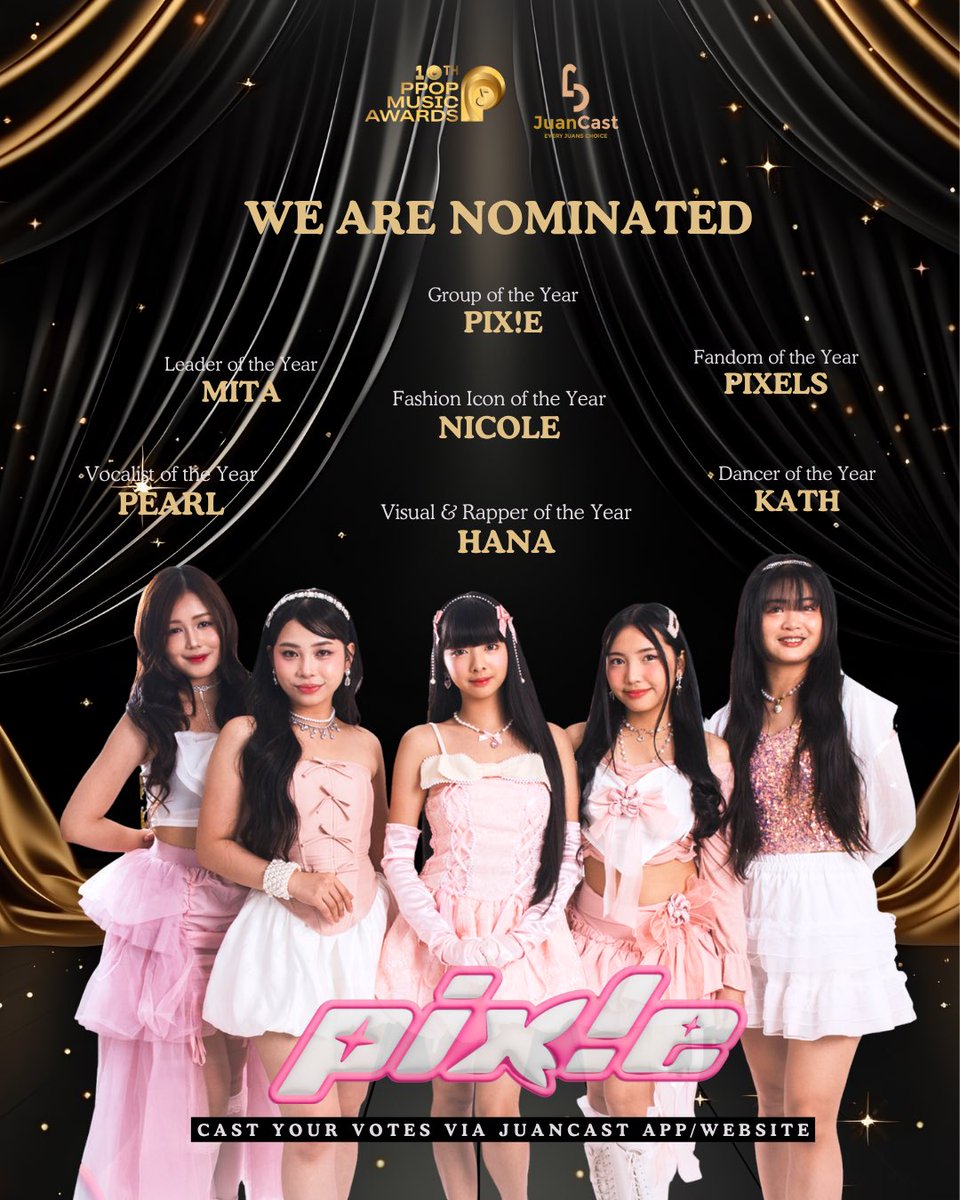 pixieofficialph's tweet image. We’re super grateful to be nominated for this prestigious event. Just being nominated and recognized already means so much to us. ⭐✨

You can VOTE via Web juancast.ph or Juancast App — Voting ends: November 27

#pixieofficialph #pixieph #ppopmusicawards