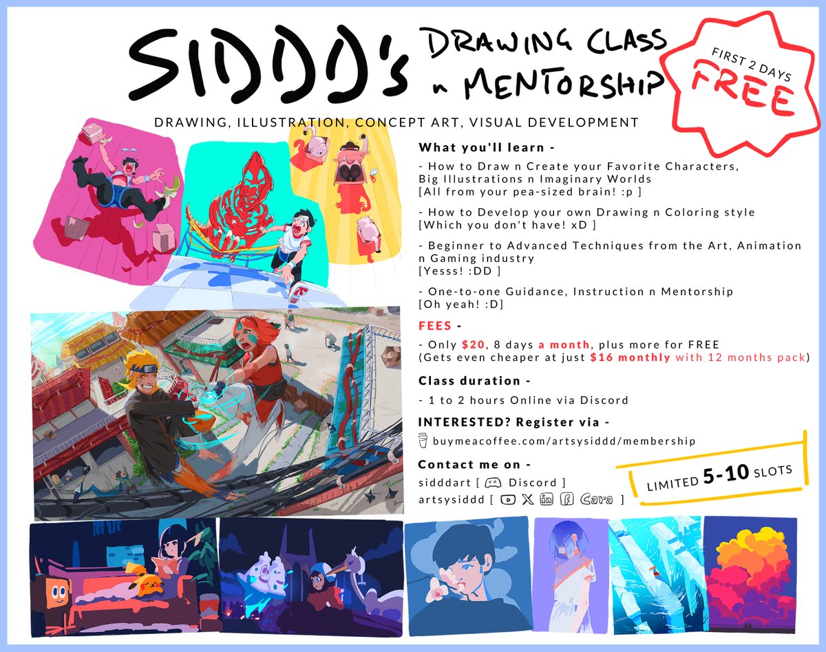 ArtsySIDDD's tweet image. ITS OFFICIAL!!
Opening up my own DRAWING CLASSES n MENTORSHIP program.
REGISTER OVER HERE IF INTERESTED -
buymeacoffee.com/artsysiddd/mem…
(Classes start December 2025. Limited 5-10 slots only)
All Classes will be held on my Discord -
discord.gg/RDh2qxWjw3

#class #mentorship #drawing