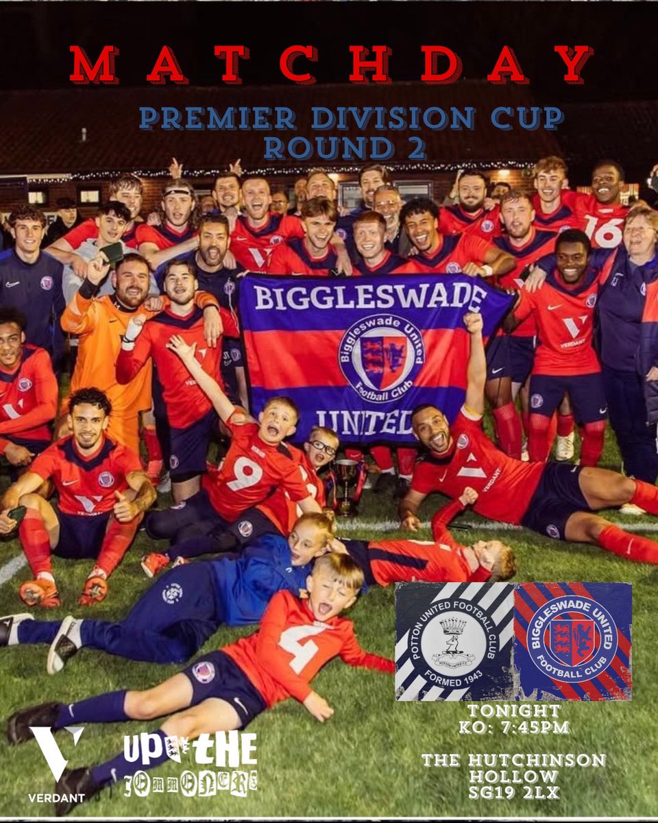 MATCHDAY 🔴🔵

Our Men’s First Team are back in action tonight, we begin our defense of the Premier Division Cup in a Local Derby!

It’s The Royals vs The Commoners! 👊🏻

🆚<a href="/PottonUnited/">POTTON UNITED FC</a> 
🏆 Premier Division Cup Round 2
⏰ 7:45pm
🏟️Hutchinson Hollow, SG19 2LX

#UpTheCommoners