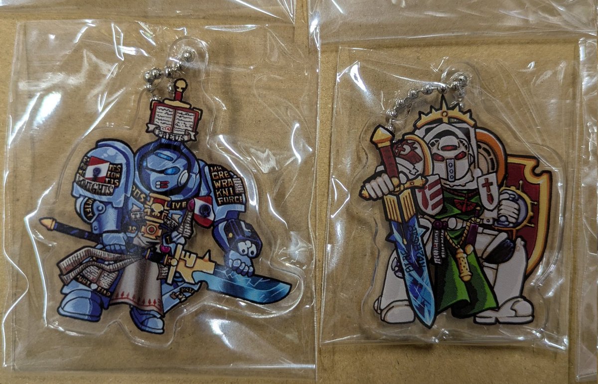 Tsukuro_tenchou's tweet image. 新しいアクキーのデザインがきたぞおおおおお！！！

今回は6種！
グレイナイトからブラザーフッドターミ！
ダークエンジェルからデスウィングナイト！

デスガードからはコンタギオン様！
サウザンドサンからはルブリックマリーン！
ワールドイーターはバーサーカー！…