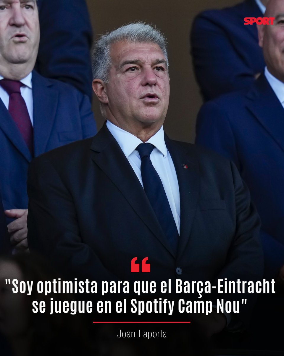 sport's tweet image. ❗️Laporta, optimista con el Barça-Eintracht  

💬&quot;En este partido también tendremos que cumplir con el cupo para la afición rival, que no es obligatoria para LaLiga pero sí para la UEFA&quot;

💬&quot;Estamos trabajando para  confirmar que se puede jugar&quot;