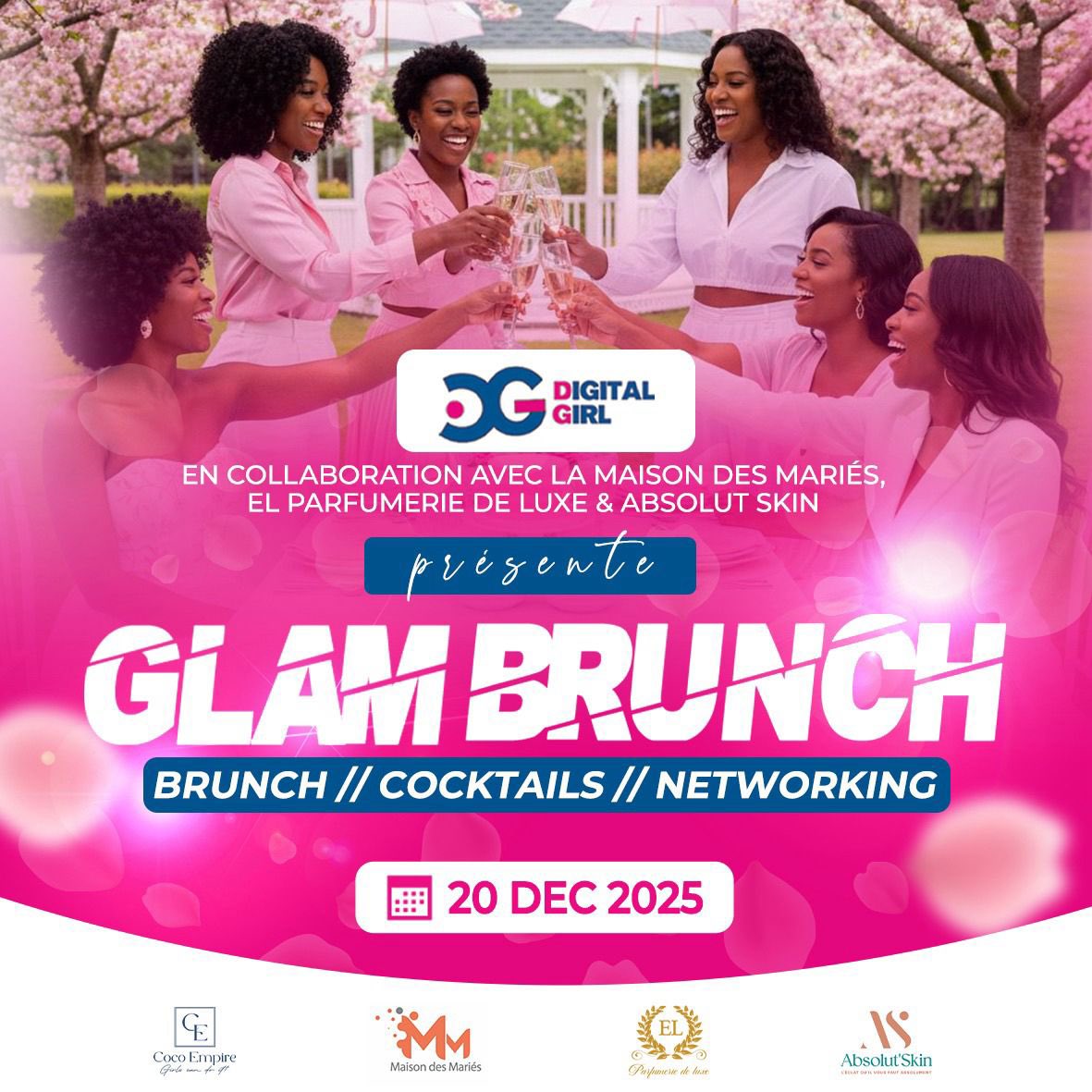 Digital Girl, en partenariat avec La Maison des Mariés, EL Parfumerie de Luxe &amp; Absolut Skin, présente GLAM BRUNCH : une expérience pensée pour les femmes qui veulent rayonner, évoluer et s’entourer d’un réseau solide.

Cc <a href="/MireilleKarma/">Le Karma🇹🇬🇧🇯</a> 😌

#Tgtwittos