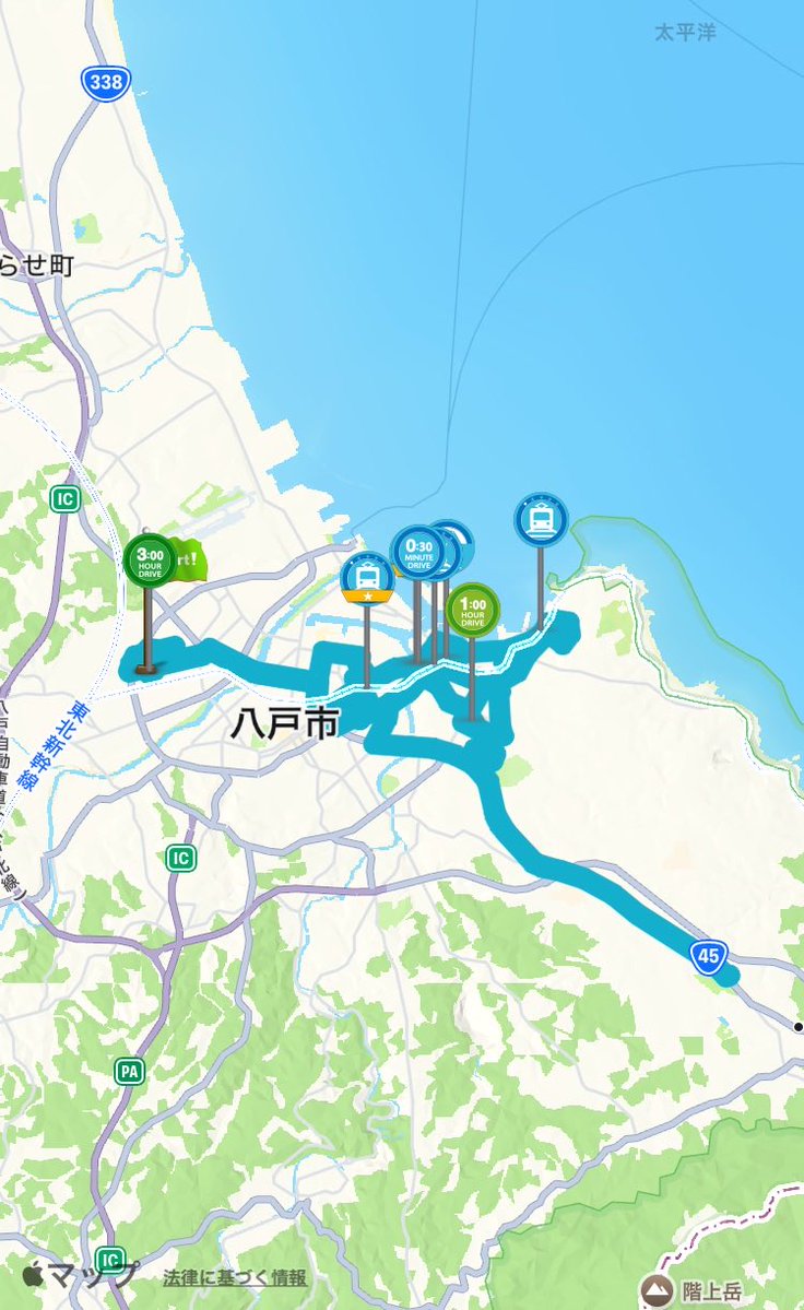 take_hachinohe's tweet image. ハイタッチ！drive
2025年11月18日09:24 - 16:27、
83.23km 7時間3分、
バッジ8個を獲得、テリトリーポイント40ptを獲得 #hightouchdrive 
八戸市内＆階上町
830出勤1735退勤1745帰宅
帰宅したら水温計の青いランプが消えた