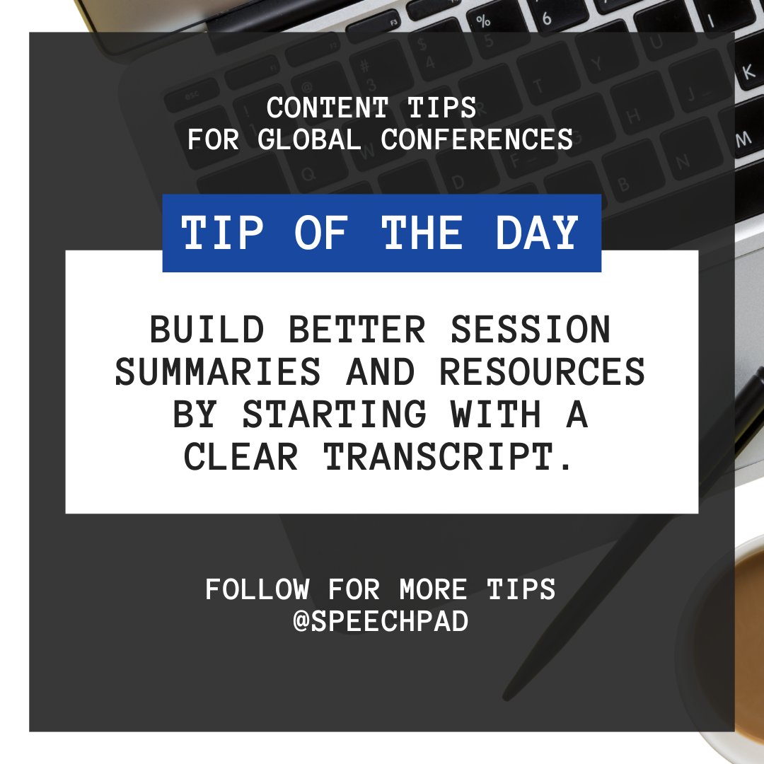 Use transcripts as the foundation for your summaries, learning pathways, and resource pages. Accurate text makes everything easier to build.

Learn more: speechpad.com/conference-tra…

#EventProfs #GlobalConferences #AccessibilityMatters