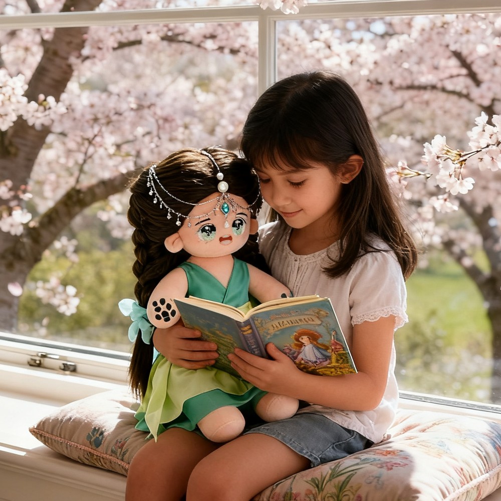 maymagic111's tweet image. ✨ Unveiling this enchanting plush doll—she’s like a little princess from a fairy tale, nestled in luxury with pearls and sapphires. That delicate headpiece, the dreamy green dress, and those soulful eyes? Total magic.  👑
#PlushDoll #FairyTaleVibes #LuxuryCollectible #CutePlush