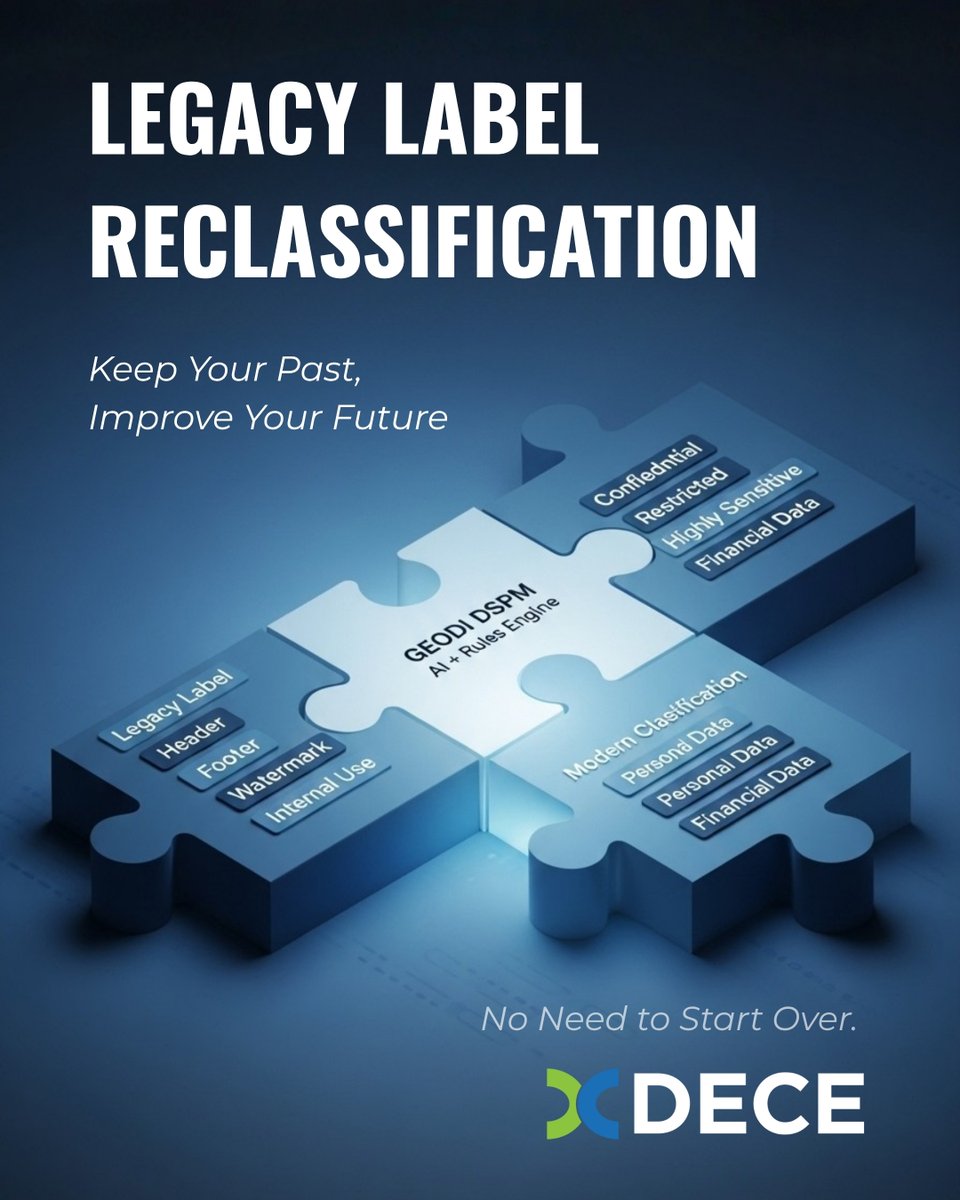 SoftwareDECE's tweet image. Legacy Label Reclassification. Keep Your Past, Improve Your Future 🏷️⚙️

Old classification labels, headers, and watermarks don’t have to be replaced, they can be revived.

🚀 Start your Proof of Concept today → lnkd.in/dVaVxJgC

#DSPM #DataClassification #DataGovernance