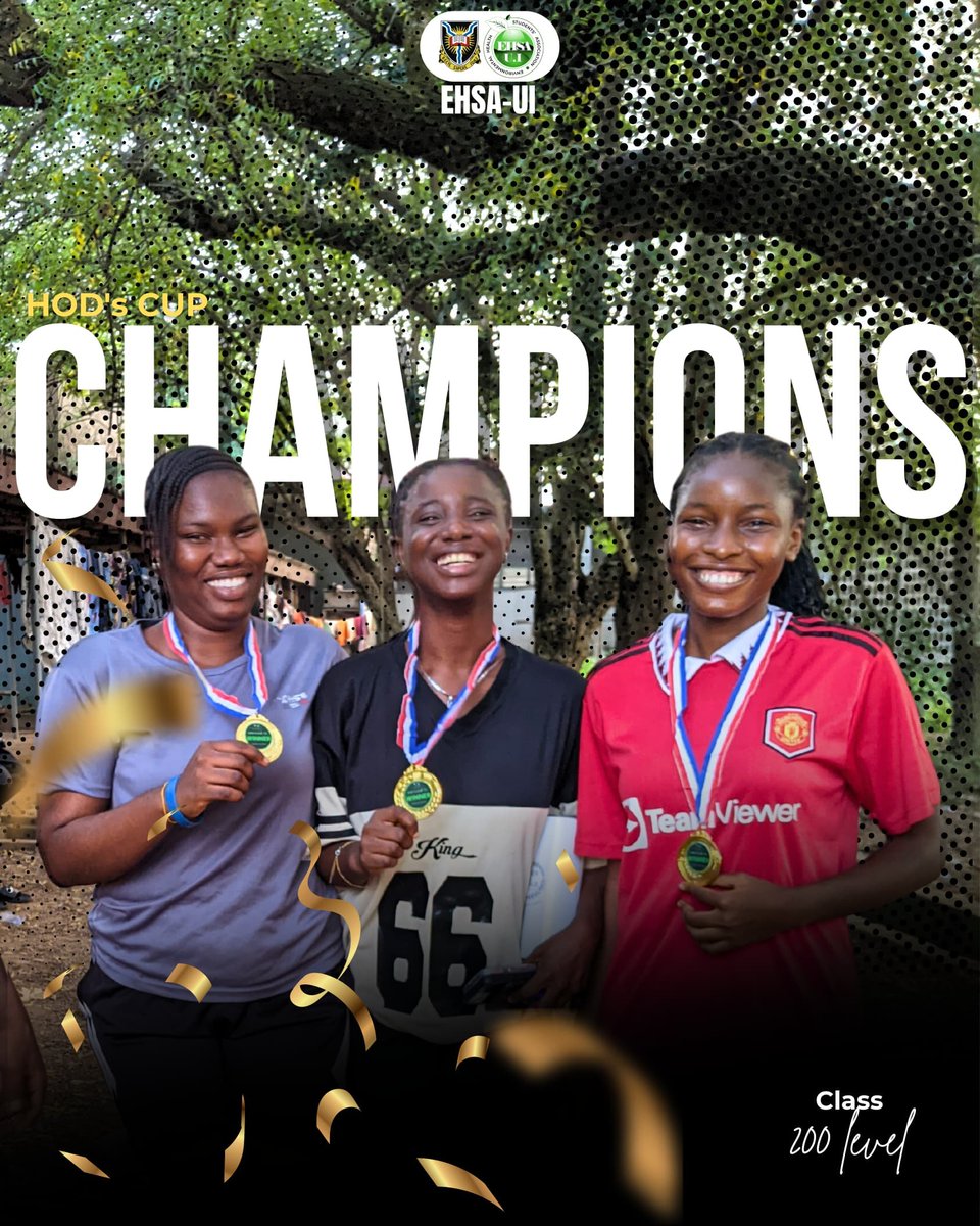 EHSA_Sports's tweet photo. 🏆 EHSA HOD’s CUP'25 (Female Category)-FINAL RESULT

THE QUEENS DIDN’T EVEN NEED EXTRA TIME! 👑🔥
Female Final: 200 Level win by walkover, dominance without breaking a sweat!

Champions remain champions. 💫⚽ https://t.co/rsfDRpveyg