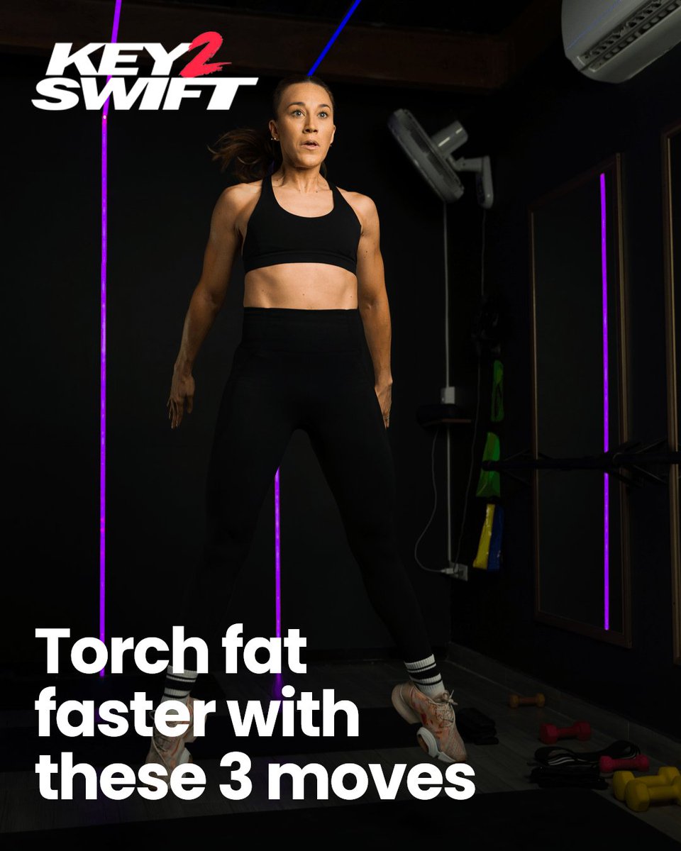 Key2Swift's tweet image. Top 3 HIIT exercises to torch fat fast:

1. Burpees – full-body blast
2. Mountain Climbers – cardio + core
3. Jump Squats – power + calorie burn

Want results? Pair these with a personalized plan. Ready to sweat smarter?