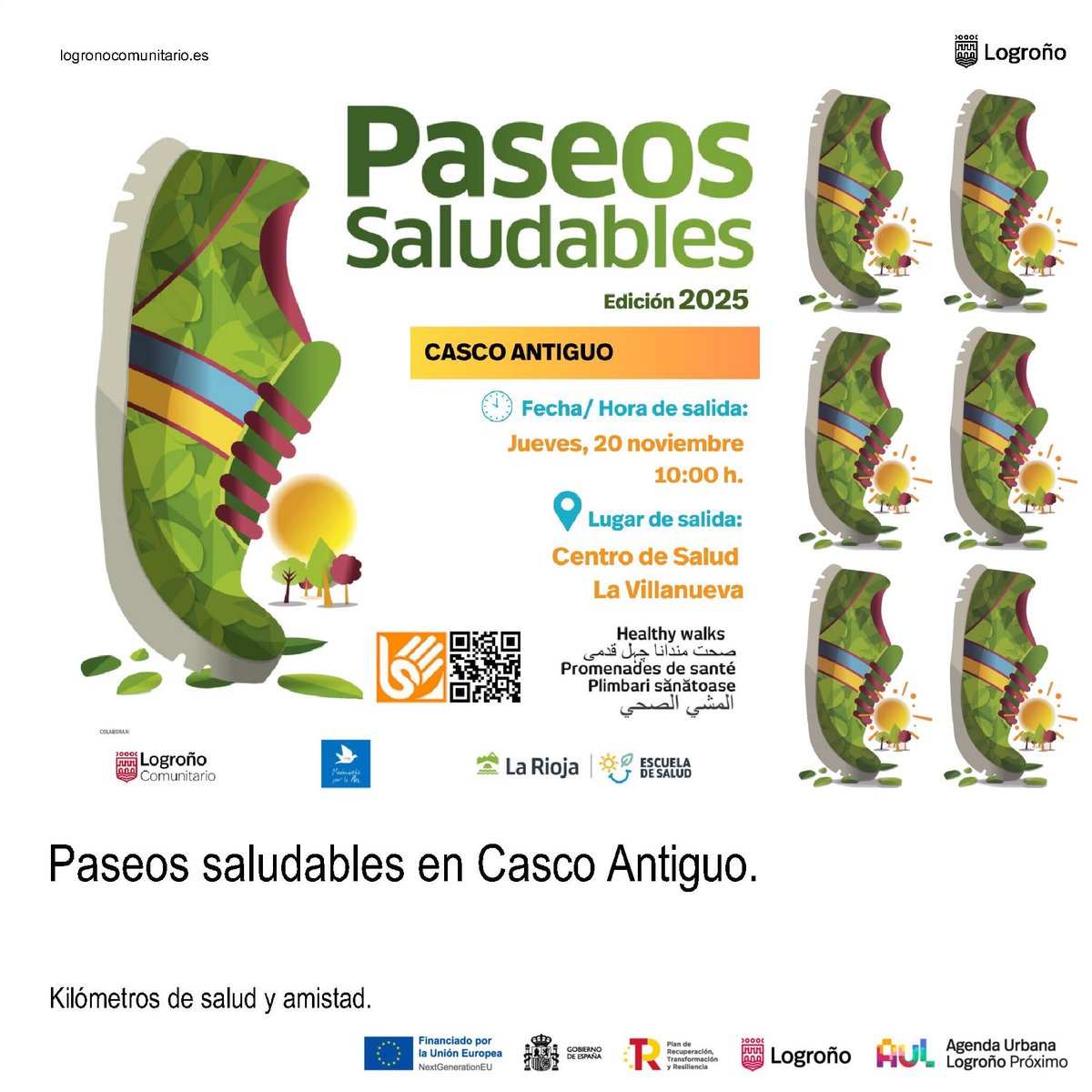 logronoproximo's tweet image. Paseo otoñal por los parques del Casco Antiguo de la capital

📆 Día: Jueves, 20 noviembre
🕙 Hora: 10.00 h.
📍 Salida: Centro Salud La Villanueva
🤝 Dinamiza: Movimiento Por La Paz

Mas info: logronocomunitario.com/paseosaludable…

Kilómetros de salud y amistad