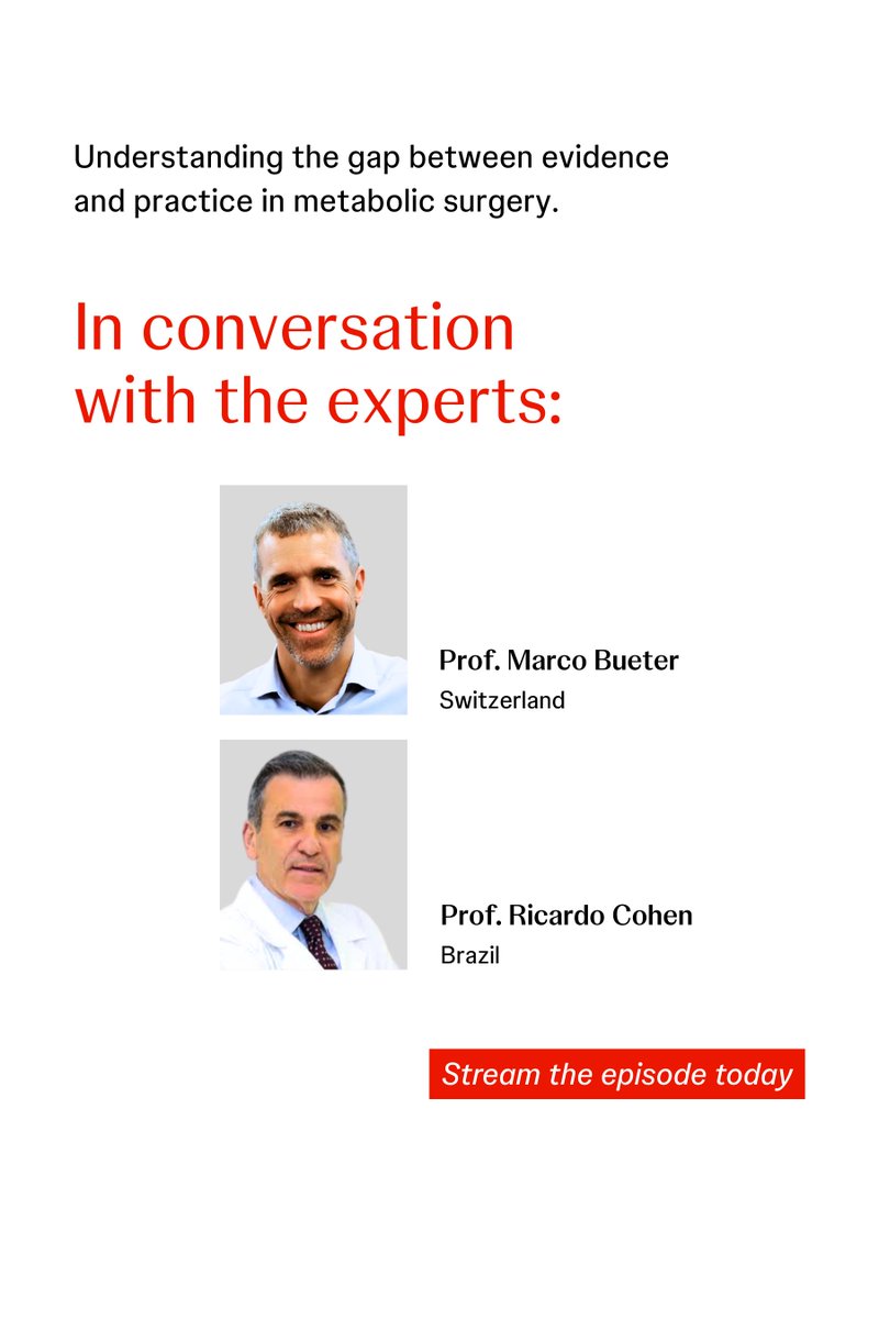 JNJMedTech's tweet image. 💡Why is the penetrance of metabolic surgery still so low?

In episode 13 of The #Obesity Podcast, Prof. Marco Bueter and Prof. Ricardo Cohen examine why metabolic surgery remains underused despite evidence. They explore stigma, treatment variability, and what drives patient and…