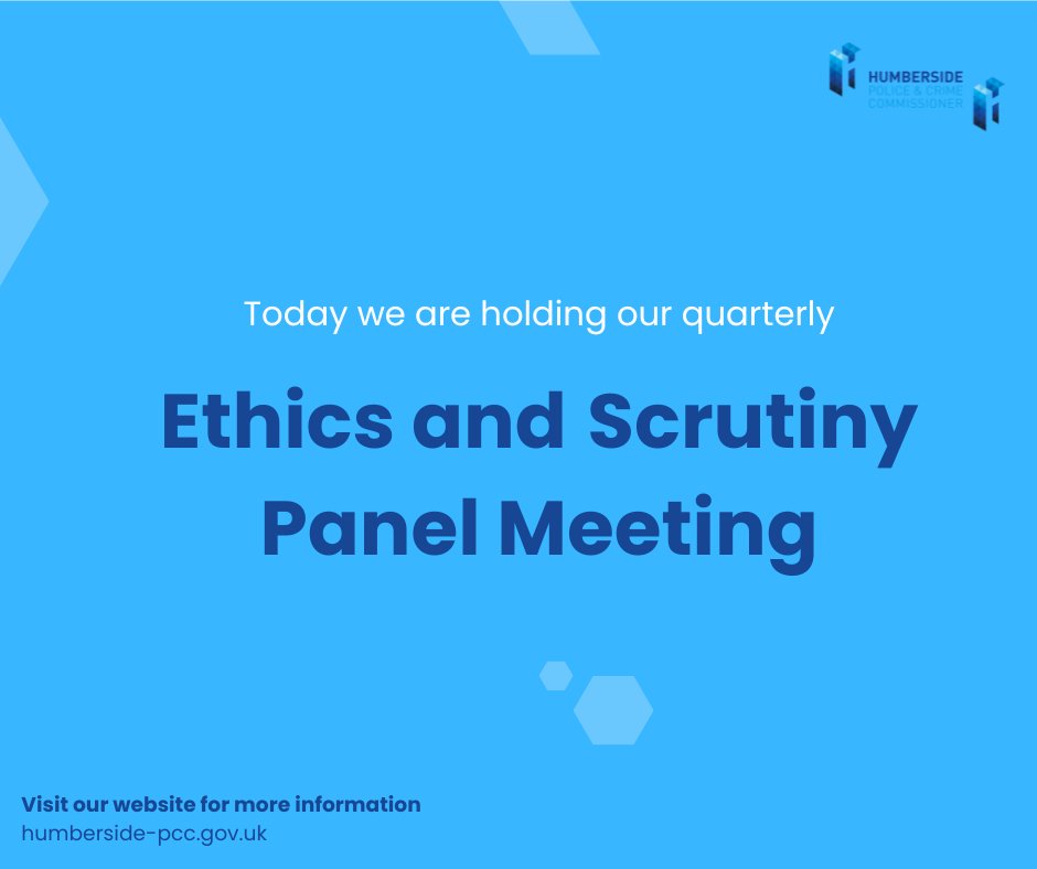 The Ethics and Scrutiny Panel is the overall home for OPCC scrutiny activity. The board explore the ethical matters raised, with the purpose of generating organisational learning, and informing the Police and OPCC.

For more information, please visit ow.ly/U77850XrEz2