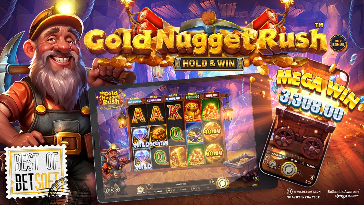📣 Best of Betsoft! ⛏️
Discover GOLD NUGGET RUSH – HOLD &amp; WIN™️

A top performer packed with BOOST-powered Hold &amp; Win action, Mystery Bonuses, Free Spins &amp; dynamic gameplay.

PLAY NOW 🎰 loom.ly/B2lb-_g

🔞 BeGambleAware.org

#BestOfBetsoft #iGaming #Slots
