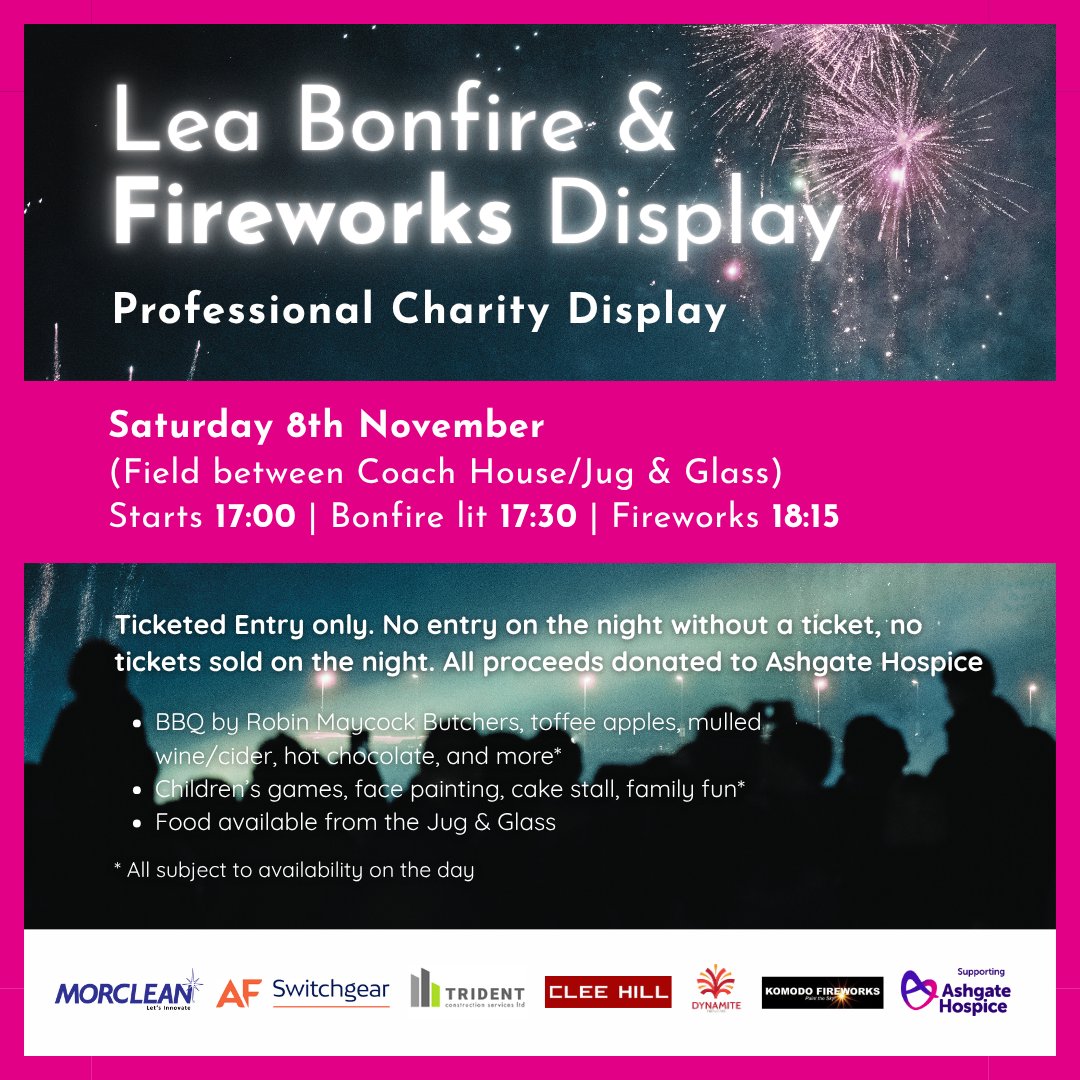 What a night!
£10,046.25 raised for Ashgate Hospice!
Huge thanks to our amazing sponsors, volunteers, and everyone who joined us for the Lea Bonfire &amp; Fireworks Night. Couldn’t have done it without you!
Read the full story here:
ow.ly/HWHM50XtaiF
 #ThankYou #LocalEvents