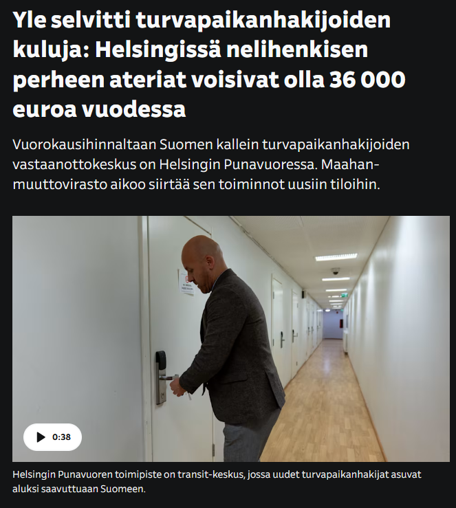 TereSammallahti's tweet image. Nelihenkisen turvapaikkaa hakevan perheen ateriat 25 €/pvä/hlö eli 36 000 euroa/a? Miten tuo on mitenkään mahdollista? Ei tavan nelihenkinen perhe kuluta kolmannestakaan tuosta, jos vähänkin miettii ostamisiaan.

Turvapaikkasysteemi on pakko räjäyttää.
yle.fi/a/74-20192069
