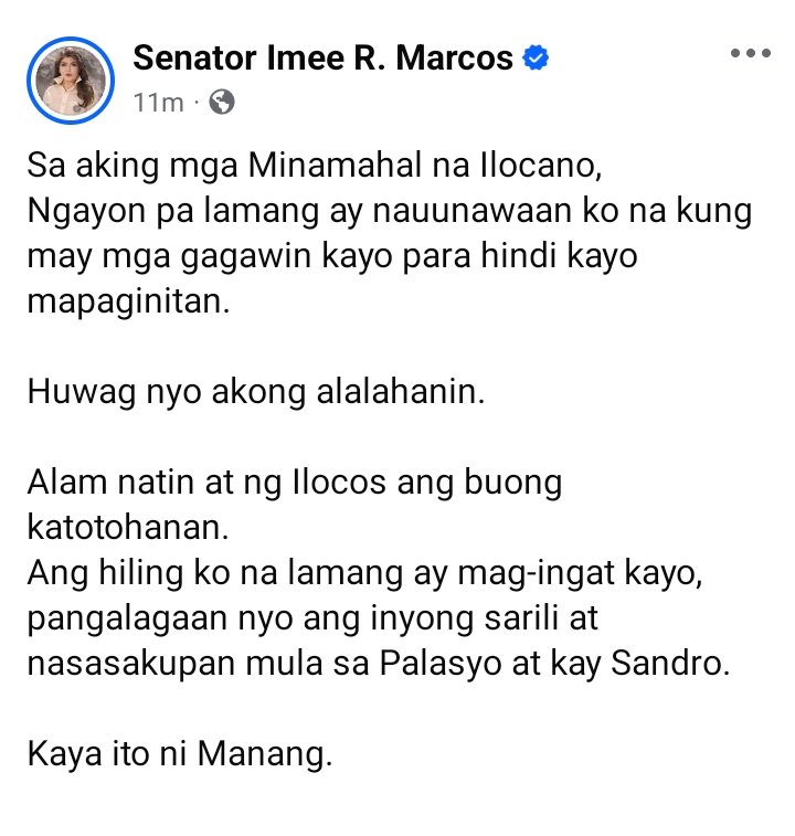 DeusXMachina14's tweet image. Looks like the League of Municipalities of the Philippines Ilocos Norte will do something that Imee Marcos won&apos;t like. She shared a message from the LMP Ilocos Norte re an emergency meeting. Seems the LMP Ilocos Norte will issue a statement supporting Sandro  and Marcos Jr. 😄