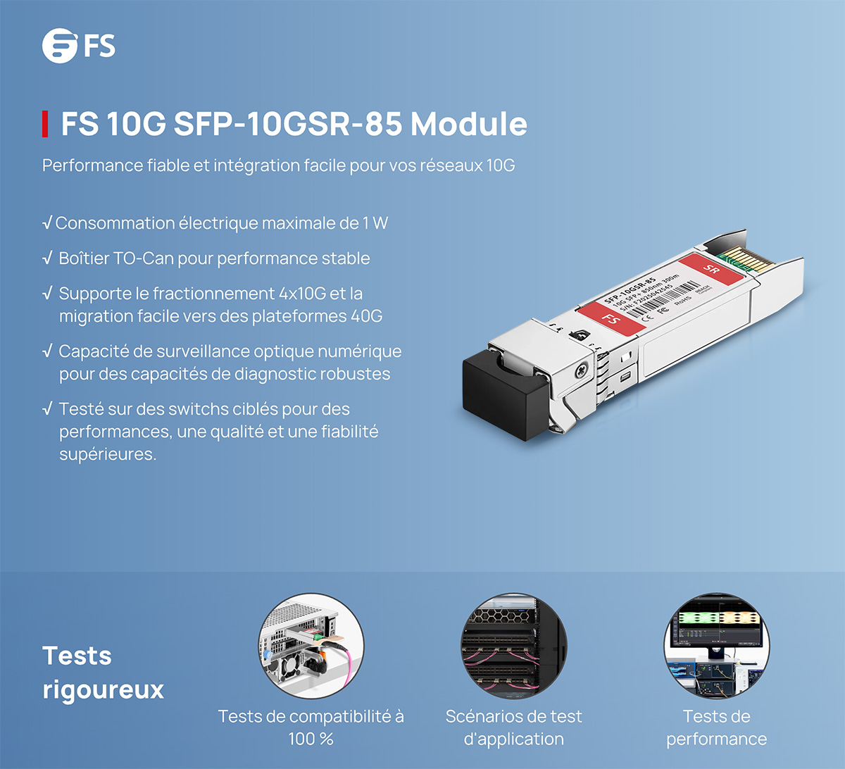 FScom_France's tweet image. Le module SFP-10GSR-85 de FS offre une connectivité 10G fiable avec une consommation inférieure à 1W pour réduire les coûts énergétiques.  
En stock, livraison rapide !
🔗 fs.com/fr/products/11…
#SFP10G #Transceiver #datacenter