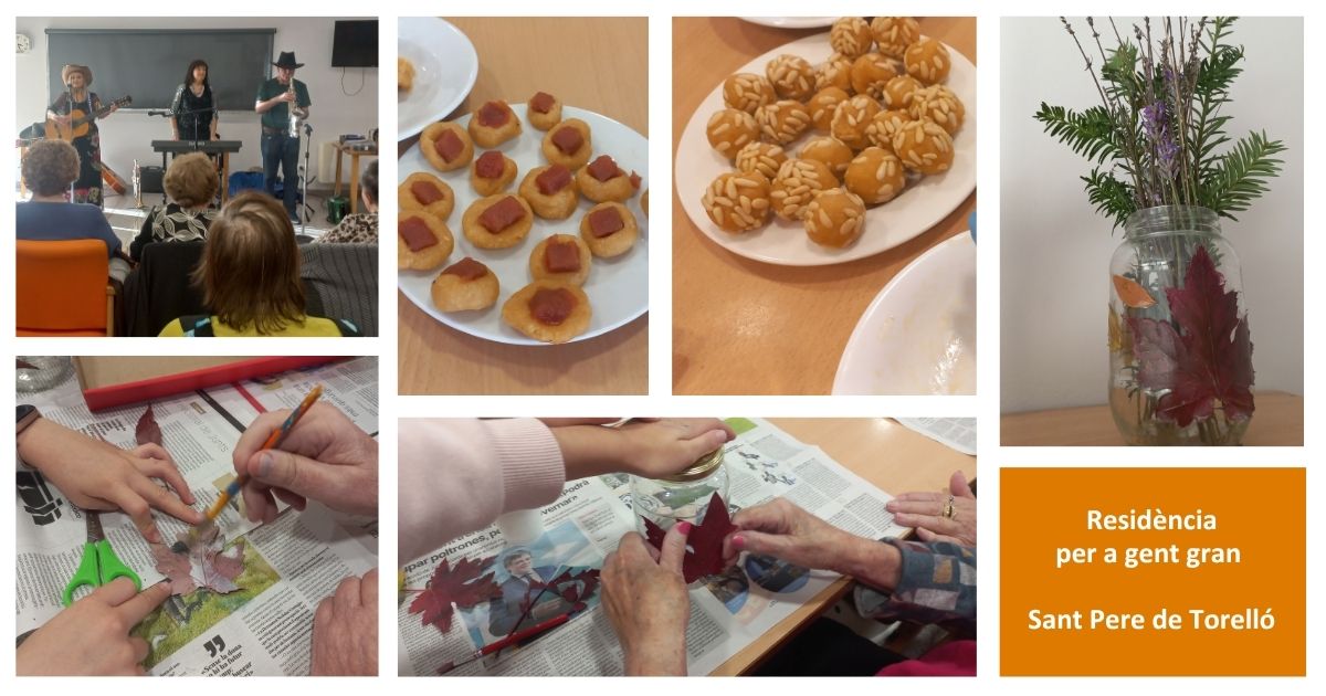 🏡 Residència per a gent gran de St Pere de Torelló 
Aquesta tardor hem creat un gerro amb els infants de primària de l’escola i seguim amb el club de lectura amb els joves de l'institut. Hem gaudit de l'actuació del grup Playback i hem fet panallets per celebrar la castanyada!