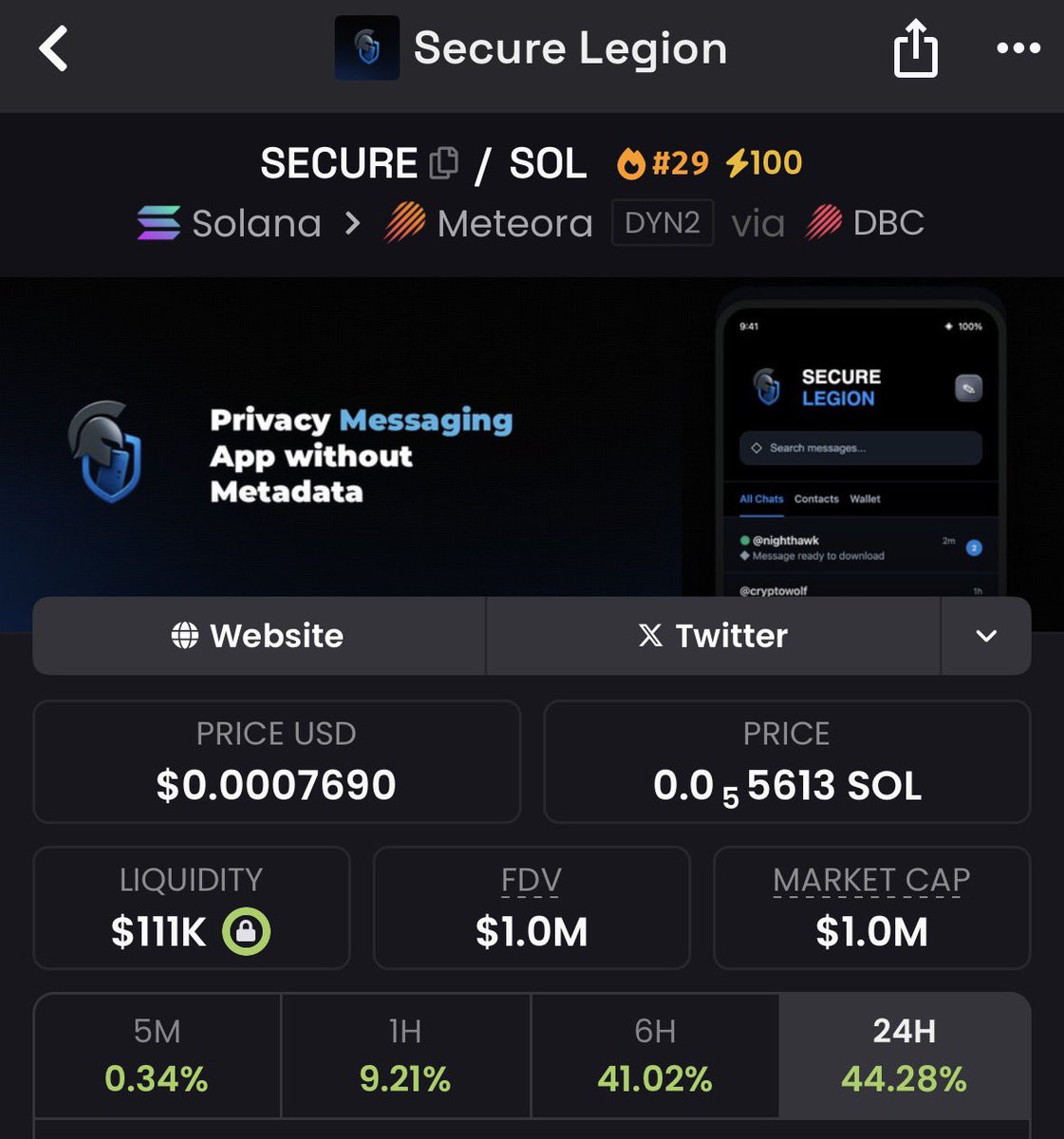 $SECURE hit first million, +1000% from our entry

Serverless. Metadata-free. Pure P2P over Tor.

This isn’t an upgrade, it’s a full revolution in how privacy should work.

8 figs gem larping at around $1M is crazy undervalued.

GFJbQ7WDQry73iTaGkJcXKjvi1ViFTFmHSENgz92jFPP