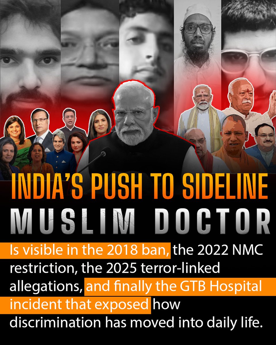 LabDiscourse's tweet image. For years, India has vilified Muslim doctors  turning healers into suspects.
This systematic demonization exposes the deep-rooted prejudice shaping India’s institutions today.

#India #MuslimsInIndia #HumanRightsAbuses #Islamophobia #MinorityPersecution #IndianPolitics