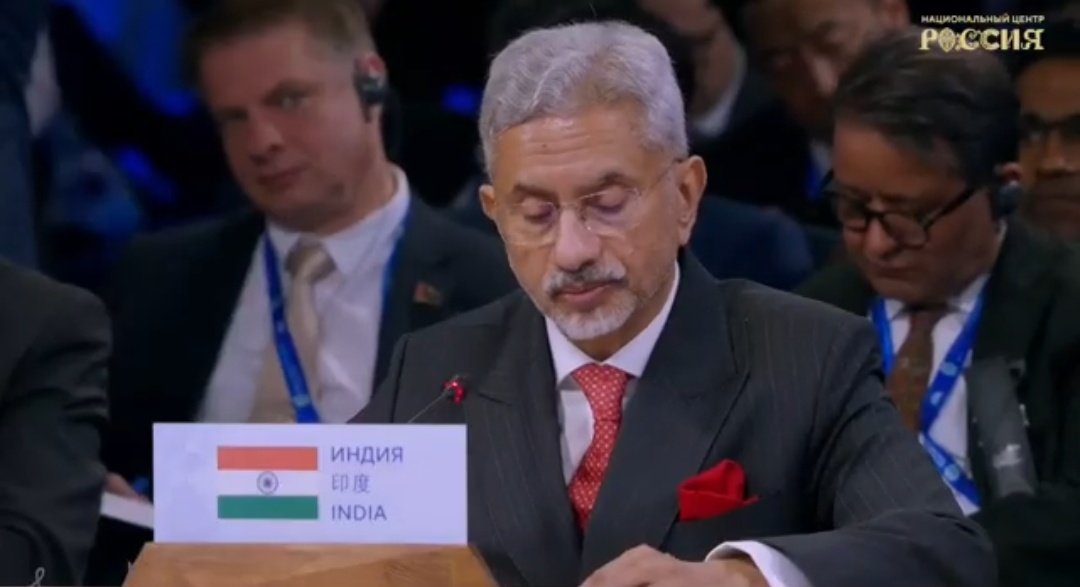 sidhant's tweet image. EAM Dr S Jaishankar speaking at SCO head of govt summit in Russia